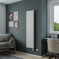 Agadon Lola Duplex Electric Designer Panel Radiator in White | Size: 1600mm x 372mm