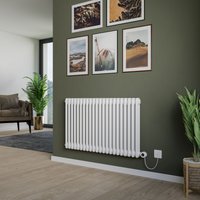 Agadon Kylo 2 Column Electric Radiator in White | Size: 600mm x 1010mm