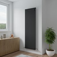 Agadon Neo Oval Tube Designer Radiator in Dark Grey | Size: 1800mm x 584mm