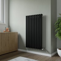 Agadon Neo Oval Tube Designer Radiator in Black | Size: 1000mm x 584mm