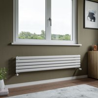 Agadon Neo Horizontal Oval Tube Designer Radiator in White | Size: 410mm x 1800mm