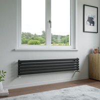 Agadon Neo Horizontal Oval Tube Designer Radiator in Dark Grey | Size: 410mm x 1800mm