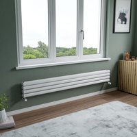 Agadon Neo Duplex Horizontal Oval Tube Designer Radiator in White | Size: 468mm x 1800mm