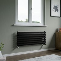 Agadon Neo Horizontal Oval Tube Designer Radiator in Black | Size: 410mm x 1800mm