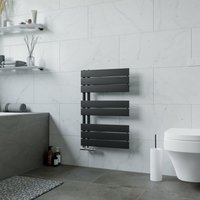 Agadon Panio Up Designer Panel Towel Radiator in Black | Size: 745mm x 500mm