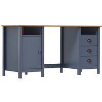 Berkfield Home Desk Hill Grey 150x50x74 cm Solid Pine Wood | Size: 150 x 50 x 74 cm