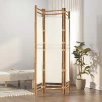 Berkfield Home Folding 3-Panel Room Divider 120 cm Bamboo & Canvas in Beige