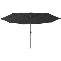 Berkfield Home Outdoor Parasol with LED Lights & Metal Pole 400 cm Black