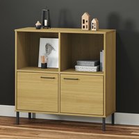 Berkfield Home Bookcase with Metal Legs Brown 90x35x90.5 cm Solid Wood OSLO