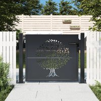 Berkfield Home Garden Gate Anthracite 105x80 cm Steel Tree Design