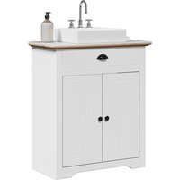 Berkfield Home Bathroom Sink Cabinet BODO White & Brown 70x35x80 cm | Size: 70 x 35 x 80 cm