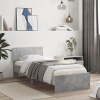 Berkfield Home Bed Frame with Headboard Concrete Grey 90x190 cm Single Engineered wood