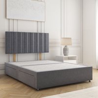 BSSPOKE Sienna Divan Bed Plush 24" Headboard & 2Drawers Same Side No Mattress in Charcoal | Size: Small Double