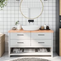 Berkfield Home Bathroom Countertop Light Brown 140x50x(2-6)cm Treated Solid Wood