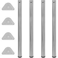 Berkfield Home 4 Height Adjustable Table Legs Brushed Nickel 870 mm in Silver