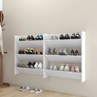 Berkfield Home Wall Shoe Cabinets 2 pcs White 80x18x90 cm Engineered Wood | Size: 80 x 18 x 90 cm