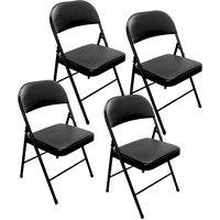 Royalford Foldable Metal Padded Chair Black Ergonomic Dining Garden 100kg Capacity | Size: 6 Pack