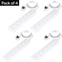 6 Gang Extension Lead 2M Cable Individual Switches Pack 4