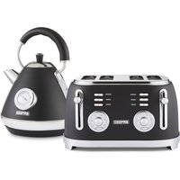Geepas RetroVive Kettle & Toaster Set 1.7L 3000W 4 Slice 1500W in Black