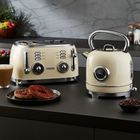 Geepas Retrovive 1.8L Electric Kettle & Toaster Set Twin Pack in Cream