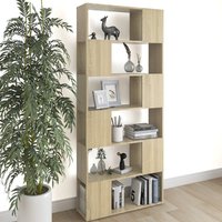 Berkfield Home Book Cabinet Room Divider Sonoma Oak 80x24x186 cm Engineered Wood in Brown | Size: 80 x 24 x 186 cm
