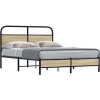 Berkfield Home Bed Frame without Mattress 135x190 cm Double Sonoma Oak Engineered Wood in Brown