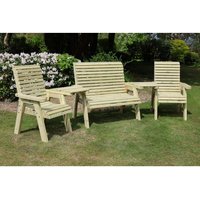 Churnet Valley Garden Furniture Ltd Multi Set, Wooden Garden Table & Chairs - Fully Assembled in Brown