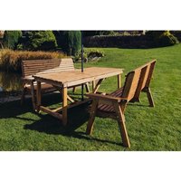 Churnet Valley Garden Furniture Ltd Valley Set 2X2B Table - L220 x W180 x H95 cm - Min. Assembly Required in Brown