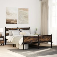Berkfield Home Metal Bed Frame without Mattress Smoked Oak 160x200 cm in White