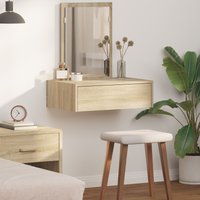 Berkfield Home Wall Hanging Dressing Table Sonoma Oak 60x40x70 cm in Beige | Size: 60 x 40 x 70 cm