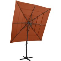 Berkfield Home 4-Tier Parasol with Aluminium Pole Terracotta 250x250 cm in Brown