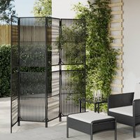 Berkfield Home Room Divider 4 Panels Black Poly Rattan