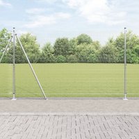 Berkfield Home Welded Wire Fence with 13 Flanged Posts 1.4x25 m Galvanised Steel in Grey