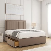 BSSPOKE Zarah Divan Bed Plush Velvet 24" Headboard 2 Drawers Footend Mattress in Bronze | Size: Double
