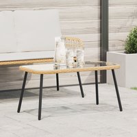 Berkfield Home Coffee Table Natural 90x45x42 cm Poly Rattan in Brown | Size: 90 x 45 x 42 cm