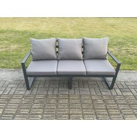 Fimous Aluminium Outdoor Garden Sofa Patio Lounge 3 Seater Sofa for Balcony, Terrace, Swimming Pool Dark Grey