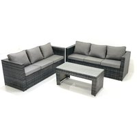 Fimous Garden Outdoor Rattan Furniture Set with Sofa Coffee table Dark Grey Mixed