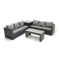 Fimous Garden Outdoor Rattan Furniture Set with Sofa Coffee table Side Table Dark Grey Mixed