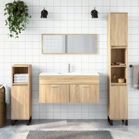 Berkfield Home Bathroom Cabinet with Mirror Sonoma Oak Engineered Wood in Brown