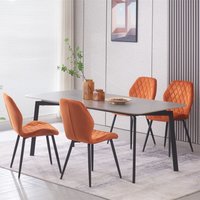 SONARA Modern Velvet Dining Chairs Set of 4 with Ergonomic Curved Backrest in Orange
