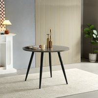 SONARA 100cm Round Dining Table with Grey Marble Top & Round Metal Legs