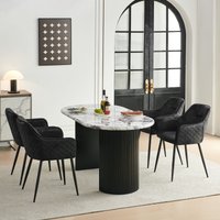 SONARA Modern Faux Suede Dining Chairs Sets with Upholstered Armchairs in Black | Size: 2 Pack