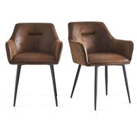 SONARA Modern Faux Suede Dining Chairs Sets 2/4 Upholstered Armchairs in Brown | Size: 2 Pack
