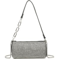 Fontanella Fashion Women's Marteau Diamond Embellished Cyclinder Shaped Evening Shoulder Bag in Silver