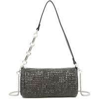 Fontanella Fashion Women's Marteau Diamond Embellished Cyclinder Shaped Evening Shoulder Bag in Black