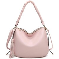 Fontanella Fashion Women's Keun Tassol & Knotted Strap PU Shoulder Bag in Pale Pink
