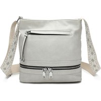 Fontanella Fashion Women's Ithnan Quadruple Zips PU Leather Crossbody Messenger Bag in Mid Grey