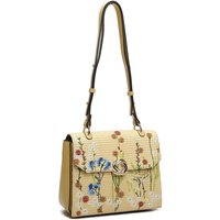 Fontanella Fashion Women's Suya Flower Woven Finish PU Leather Shoulder Bag in Yellow