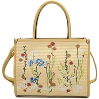 Yura Flower Woven Finish PU Leather Shoulder Tote Bag