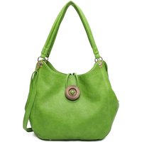 Fontanella Fashion Women's Hava Button Design Triple Compartments PU Leather Shoulder Bag in Bright Green